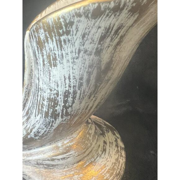 Set 2 Vintage MCM Haeger Tweed Calla Lily Candle Holder Vase 22K Gold Trim Pair - Picture 8 of 16